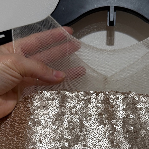 Monbebe Lagos Girl Gold Sequin Tulle Dress 4 Puffy Princess Flower Girl Birthday - Picture 7 of 9